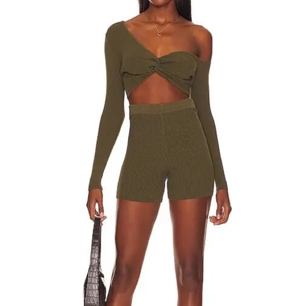 FINAL SALE Olive Green Ribbed Top and short set by All The Ways
